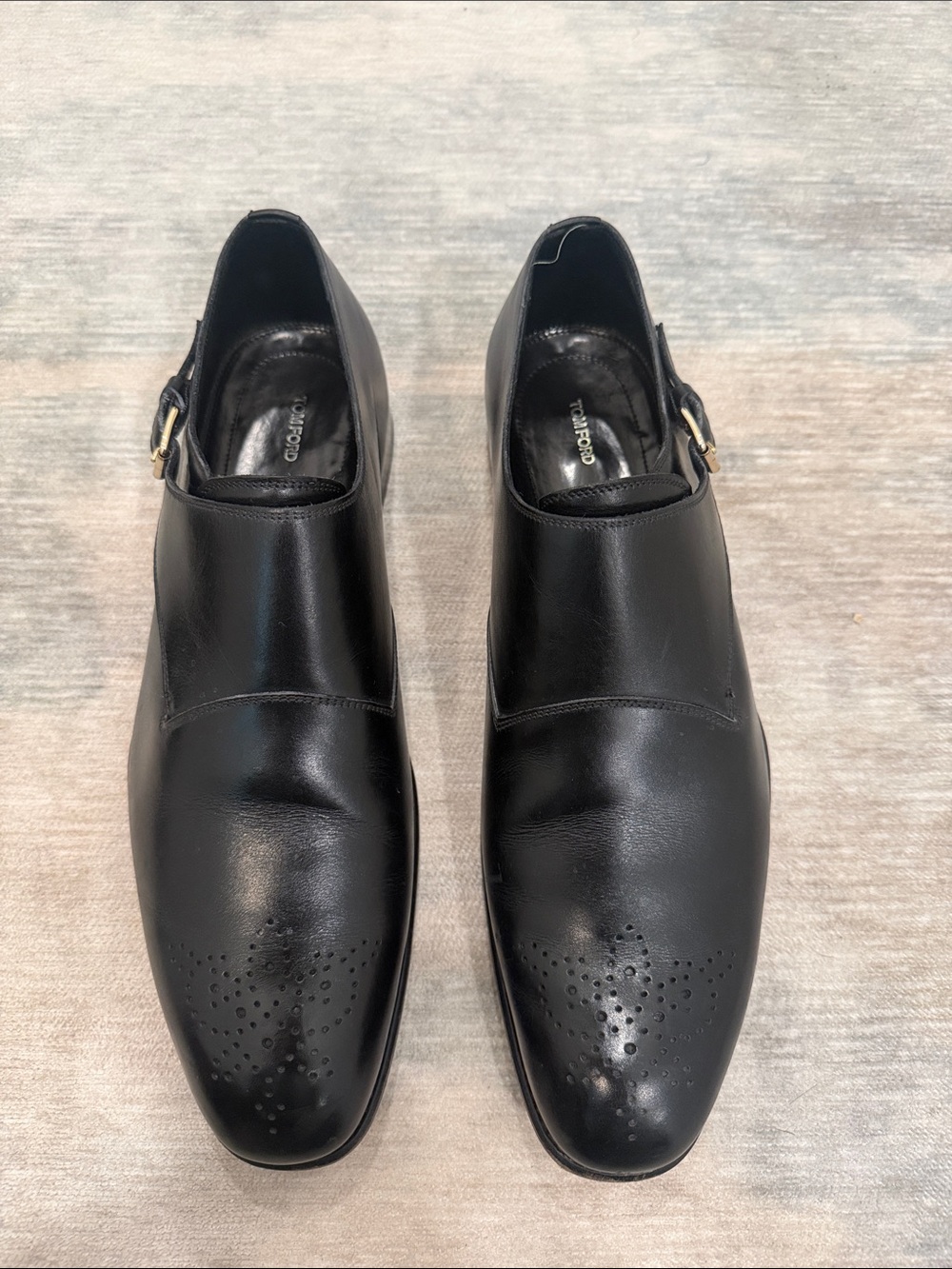 Tom Ford Black Leather Monk Strap Oxfords